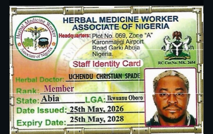 Herbal Medicine Worker Associate of Nigeria — Staff Identity Card